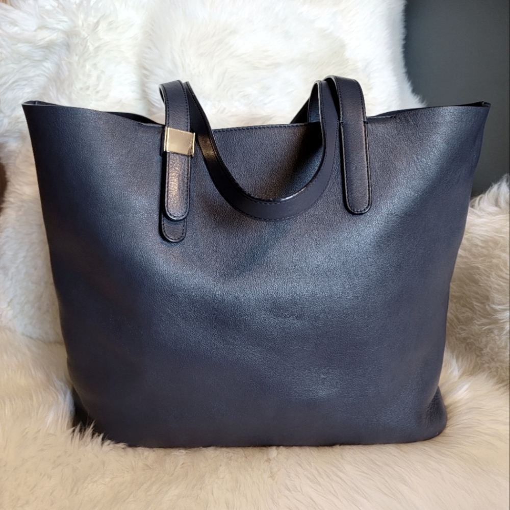Everlane Petra Market Tote Navy Leather & Suede
